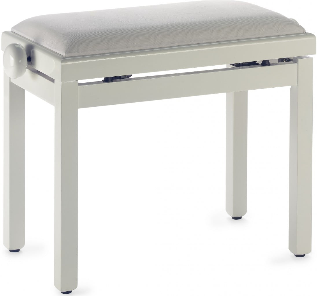 Stagg PB39 IVP VWH Adjustable Piano Bench - Highgloss Ivory with White