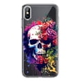 thumbnail image 1 of MUNDAZE Apple iPhone XS Max Shockproof Clear Hybrid Protective Phone Case Fantasy Skull Red Purple Roses Cover, 1 of 5