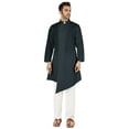 thumbnail image 2 of Atasi Casual Solid Long Sleeve Cotton Kurta For Indian Mens Mandarin Collar Irregular Hem Ethnic Shirt, 2 of 7