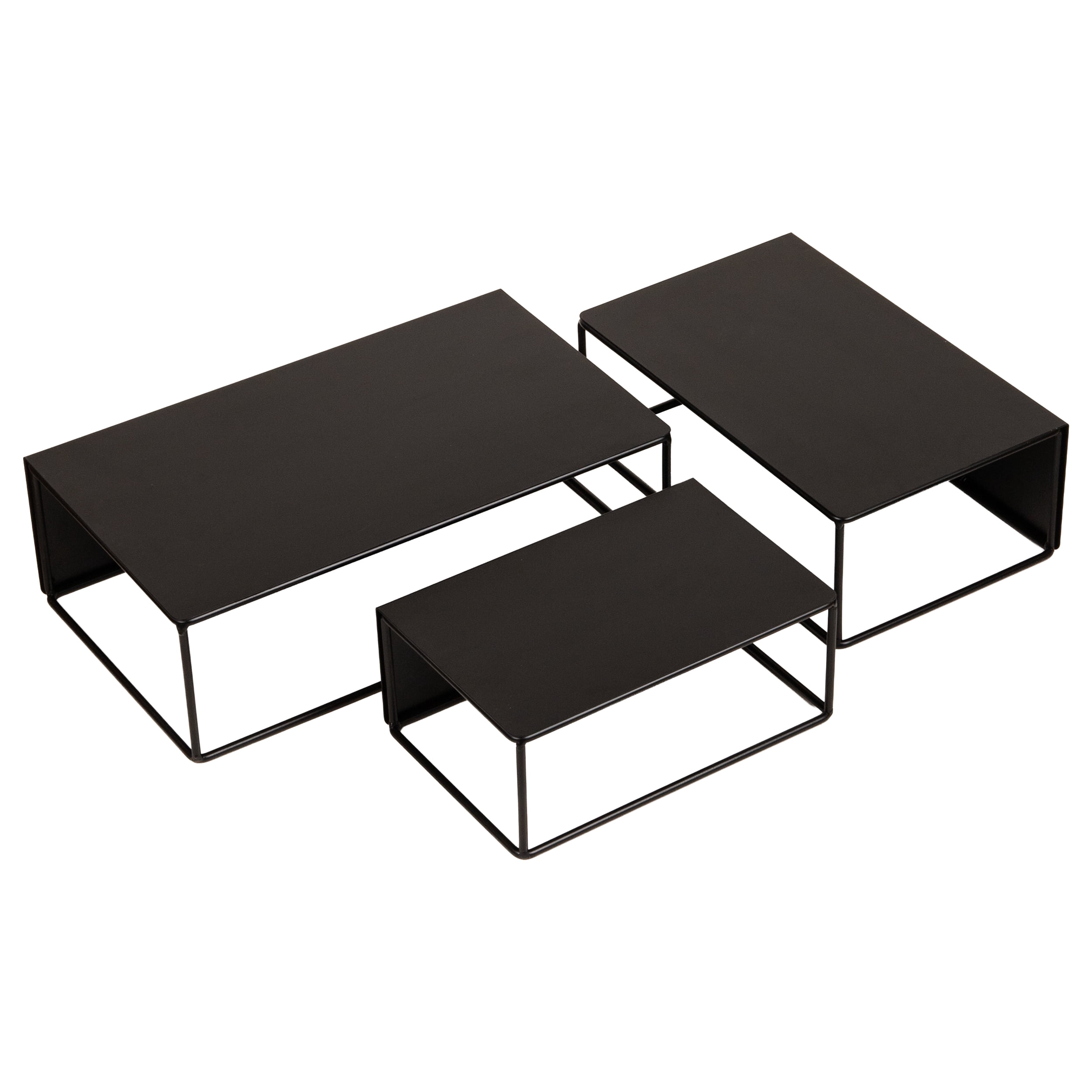 Mind Reader 3 Piece Metal Desktop Riser Set for Monitor, Laptop, and Office Organization, Set of 3, Black
