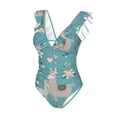 thumbnail image 4 of Yiaed Teal Mama Llama Print Women's Ruffled One Piece Swimsuit V Neck Swimwear Slimming Monokini for Woman-XX-Large, 4 of 8