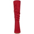 thumbnail image 2 of DARING DIVA Women's Pointed Toe Chunky Heel Knee High Boots Red 9, 2 of 6