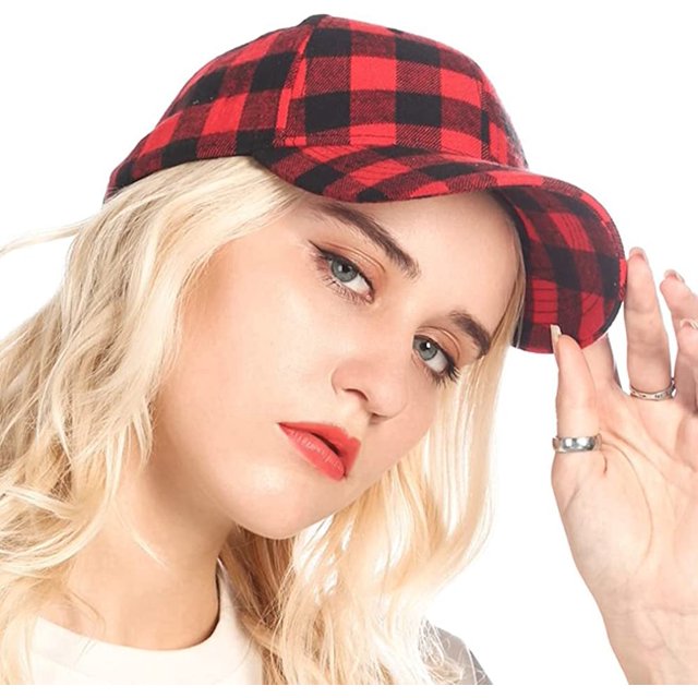 LinYooLi Fashion Leisure Grid Baseball Cap for Women Men Soft Breathable Retro Hats Skullcap Lightweight Adjustable