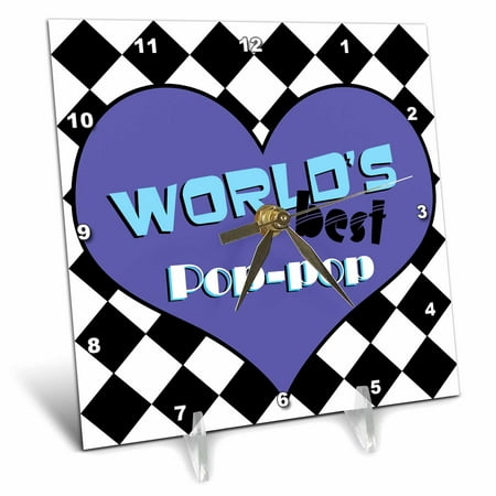3dRose Worlds Best Poppop - Desk Clock, 6 by