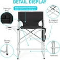 thumbnail image 6 of YEXJ 26" Tall Directors Chair Height Seat Folding with Side Table Storage Bag, Support for 300Lbs Portable Makeup Artist Chair with Bar Height Black, 6 of 10