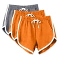thumbnail image 2 of SYMOID Womens Athletic Shorts High Waisted with Pockets Dolphin Hem Workout Running Shorts 3 Pack (Orange),Size XL, 2 of 7