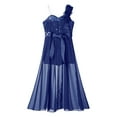 thumbnail image 4 of Manyakai Kids Flower Girls One Shoulder Romper Dress Wedding Banquet Party Maxi Ball Gown Dancewear Navy Blue 8, 4 of 7