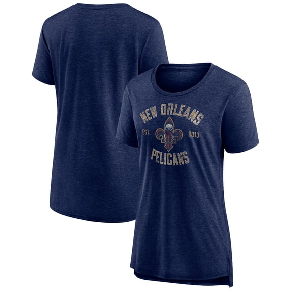 Women's Heather Navy New Orleans Pelicans Heritage Tri-Blend T-Shirt