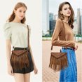 thumbnail image 2 of KouLi Buir Leather Envelope Fringe Shoulder Bag Tassel Crossbody Handbag Women's Purse (Yellow Brown), 2 of 6