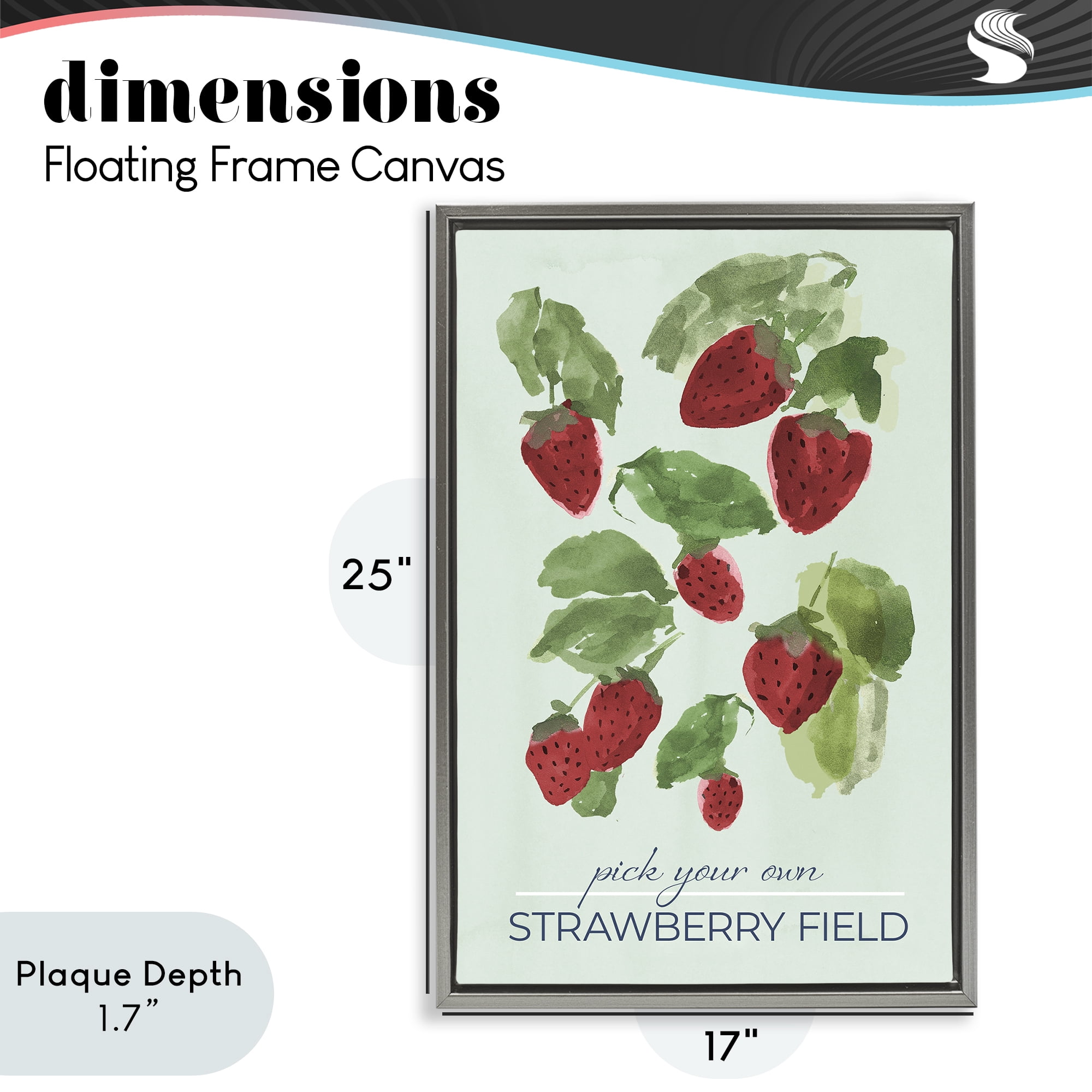 Stupell Industries Strawberry Field Pick Your Own Gray Framed Floater Canvas Wall Art, design by Lucille Price