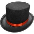 thumbnail image 2 of Adults Black Felt Top Hat With Red Hat Band Costume Accessory, 2 of 2