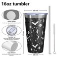 thumbnail image 4 of 16oz Tumblers Black White Gothic Hand Bat Eye Pattern Stainless Steel Vacuum Insulated Double Wall Travel Tumbler Cups Mug with Lid and Straw,Cleaning Brush for Coffee,Tea, 4 of 4