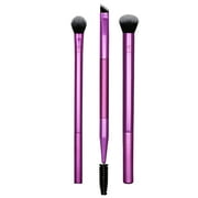 Real Techniques Eye Shade & Blend Makeup Brush Trio, For Layering Powder Shadows Evenly, Shaping & Grooming Brows, Defined Makeup Look, 3 Count