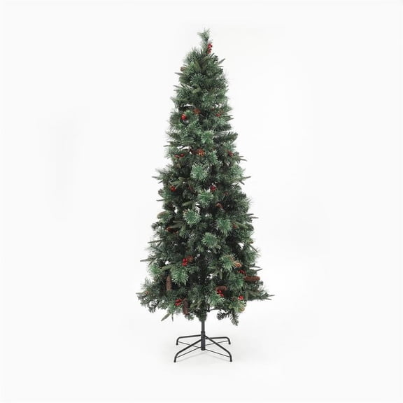 LuxenHome Pre-Lit Clear LED 7ft Artificial Christmas Tree with Metal Stand