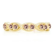 GEMVIO Collection 1/2 Carat CT 2.5MM Round Morganite Semi-Eternity Infinity Band in 10K Yellow Gold Ring 0.50 Cttw Size-7.5