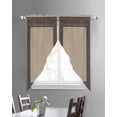thumbnail image 3 of Black Brown Greek Key Swag Valances for Windows, Geometric Greece Ancient Farmhouse Geo Rod Pocket Sheer Valances for Windows, Swag Toppers Light Filtering for Kitchen Living Room 2 Panels 36''x63'', 3 of 6