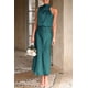 thumbnail image 4 of Vestido PRETTYGARDEN Satén Sin Mangas Cuello Simulado Maxi Verde Oscuro Talla L, 4 of 8