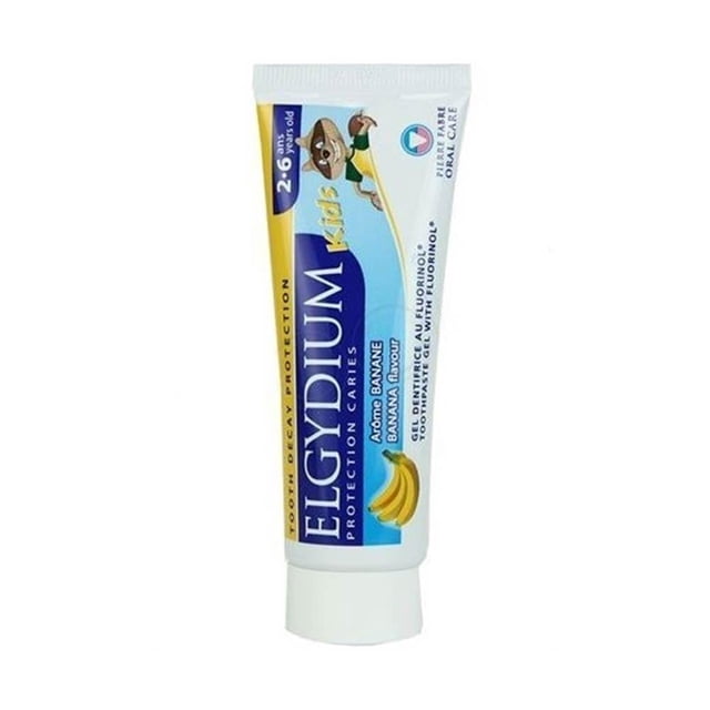 Gel dentífrico infantil Elgydium Kids sabor banana 50 ml con Fluorinol