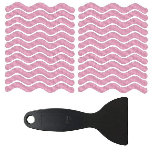 1 juego de cinta de baño antideslizante con tiras de ducha para escalones de suelo y exteriores. Rosa