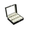 10 Slots Luxury PU Leather Wrist Watch Jewelry Gem Display Box Storage Organizer Case Collection Black