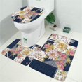 thumbnail image 2 of Pioneer Flower Floral Print Pattern Bathroom Rugs Sets 3 Piece,Toilet Cover Set,Absorbent Non Slip Bathroom Mats Sets with U-Shaped Contour Rug Toilet Rug Set, 2 of 5