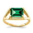 thumbnail image 1 of Solid 14k Yellow Gold 9x7mm Emerald Cut Mount Catholic Patron Saint Helens Ring Band Size 5, 1 of 2