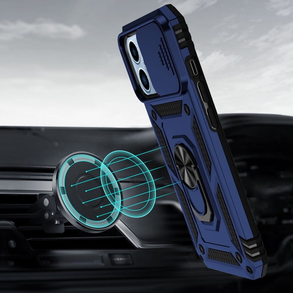 For iPhone 15 Pro Max Case Shockproof RingStand Lens Cover 2 Screen Protectors