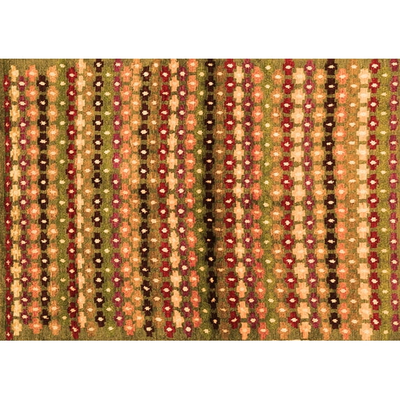 Ahgly Company Indoor Rectangle Abstract Orange Contemporary Area Rugs, 2' x 3'