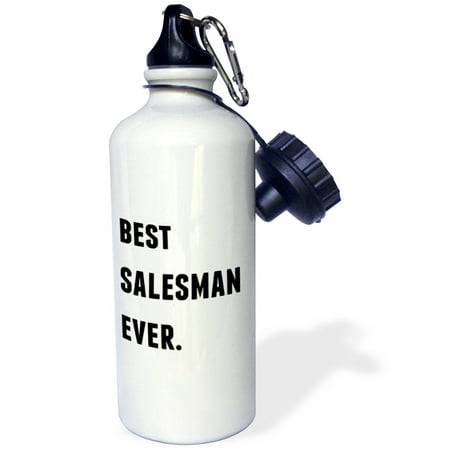 3dRose Best Salesman Ever, Black Letters On A White Background, Sports Water Bottle,