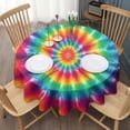 thumbnail image 3 of Rainbow Tie Dye Mandala Pattern Round Tablecloth 60"x60",Wrinkle Wipeable Table Cloth for Kitchen Dining Room Picnic Patio Party, 3 of 6