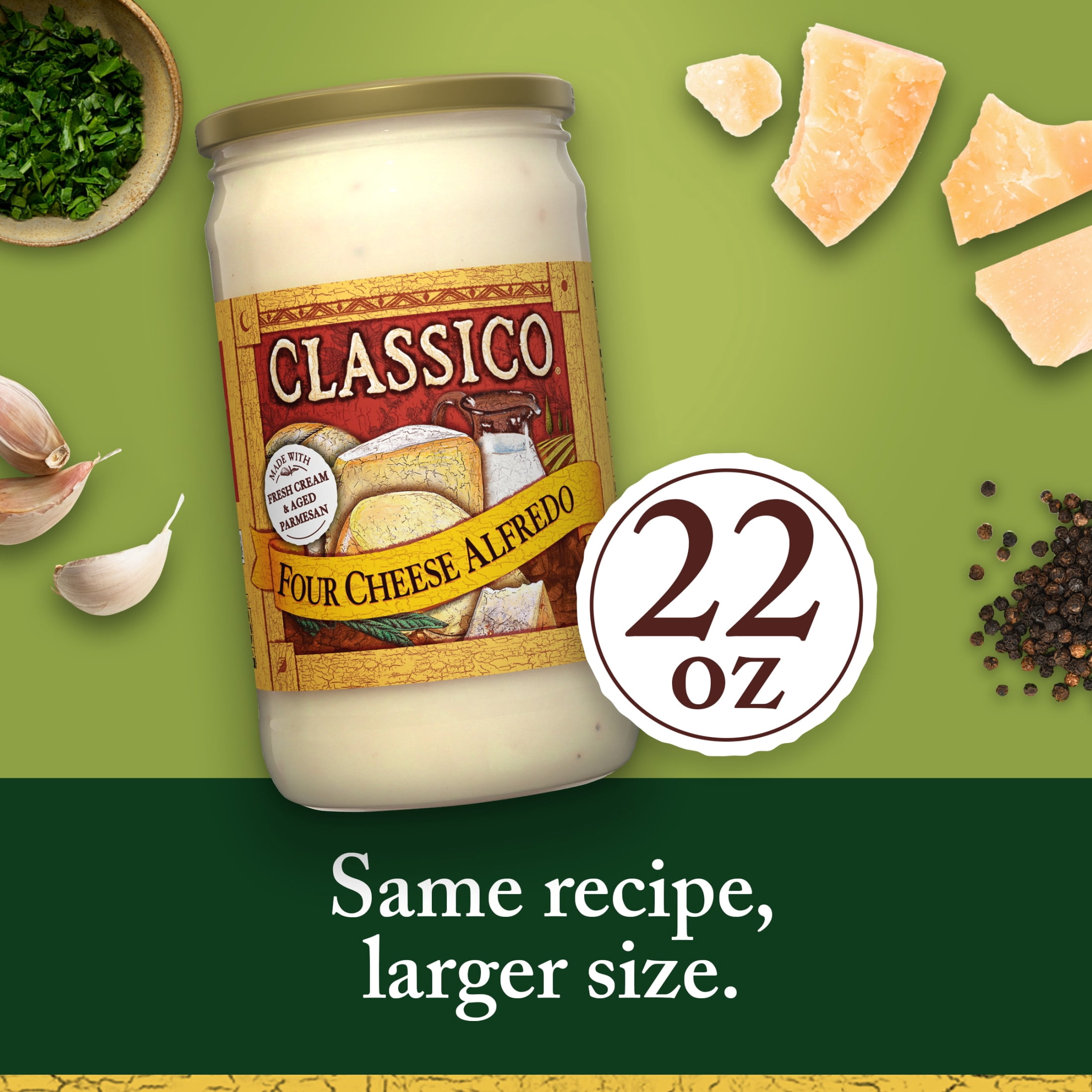 (2 pack) Classico Four Cheese Alfredo Pasta Sauce, 22 oz Jar