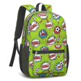 thumbnail image 2 of Football and Blast Green Pattern 17" Waterproof Oxford School Backpacks for Teens, S-Shape Padded Straps, for School, Travel, Hiking, Camping, 2 of 5