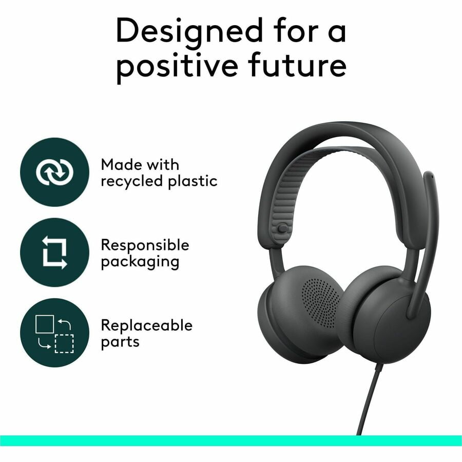 Logitech Zone Wired 2 for Business, Noise-Canceling Headset with Adaptive Hybrid ANC, Zoom & Google Certified, USB-C with USB-A adapter, Graphite