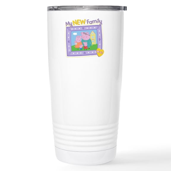 CafePress - Peppa Pig: My New Family - Insulated Stainless Steel Travel Tumbler 20 oz.