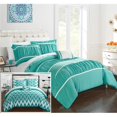 thumbnail image 1 of Chic Home CS2579-US Nova Pleated & Ruffled with Chevron Reversible Backing Comforter Set with Shams & Decorative Pillows - Turquoise - King - 4 Piece, 1 of 1