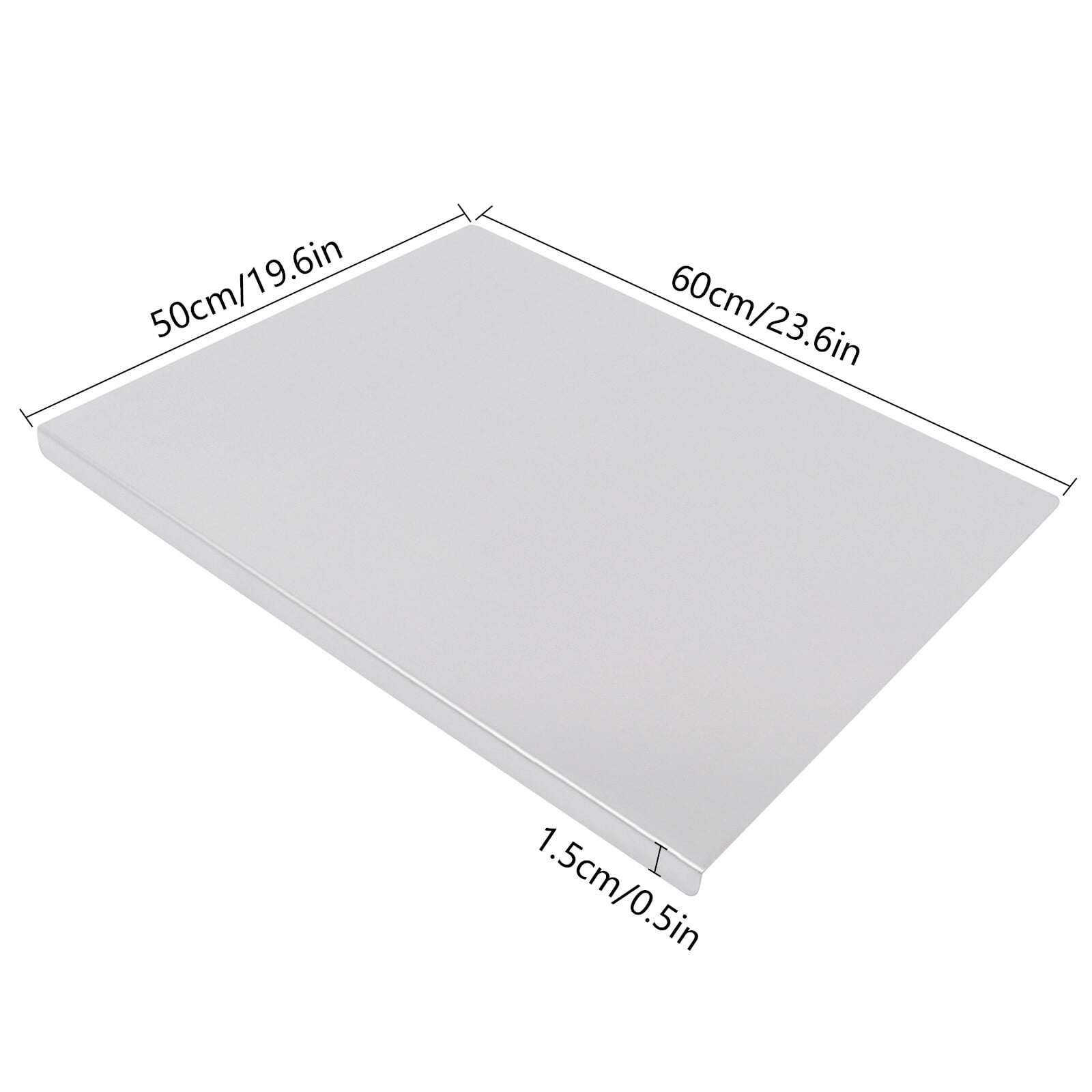 L-Shaped 24x20" Stainless Steel Cutting Board with Non-Slip Design,Stainless Steel Cutting Board with L-Shaped Edge for Stability