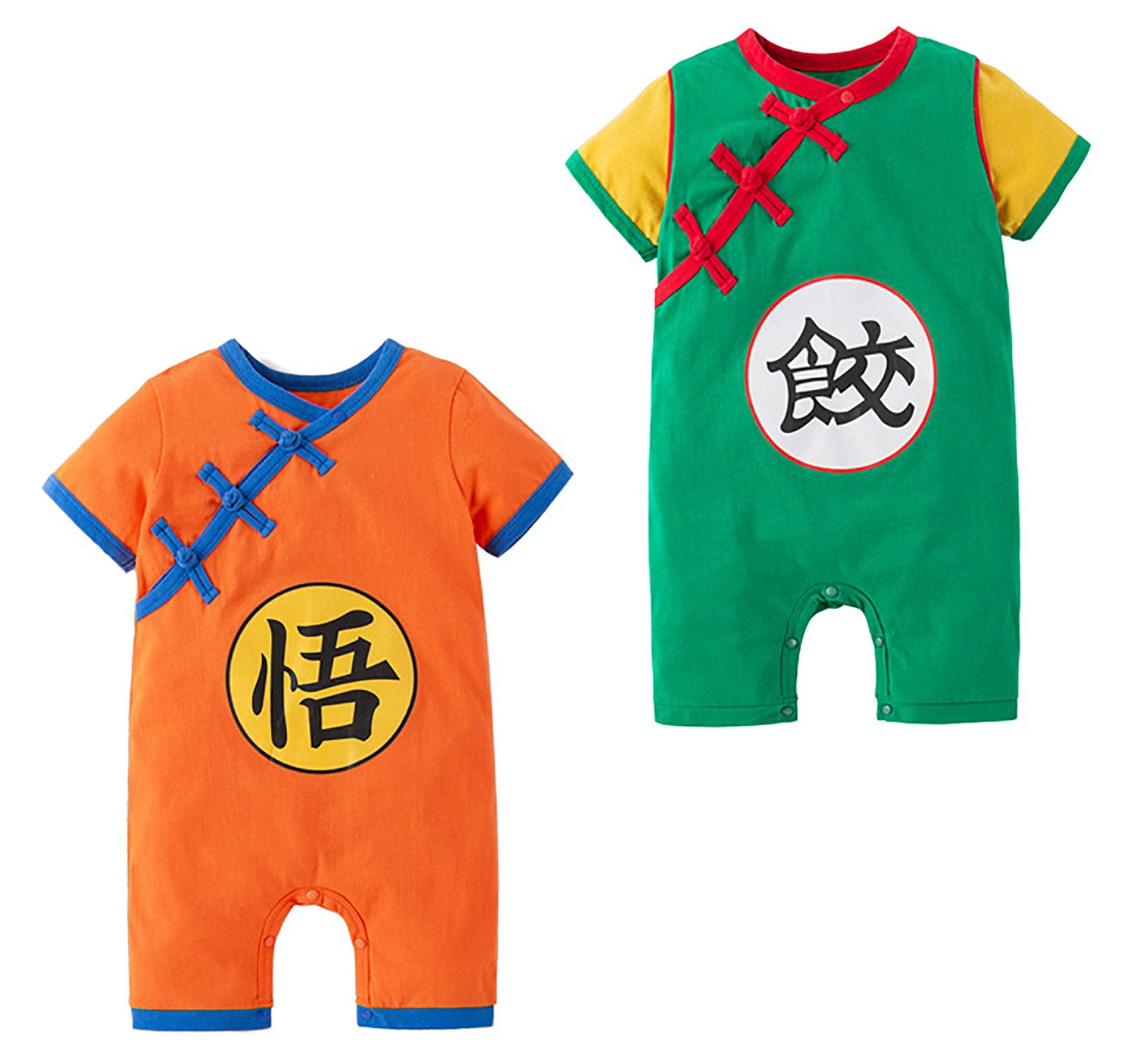 StylesILove Baby Toddler Boys Anime Cartoon Short Sleeve Cotton Romper Asian Inspired Jumpsuit Halloween Onesie Outfit (Goku Orange, 18 Months)
