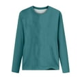 thumbnail image 4 of Diufon Casual Fall Womens Tops Round Neck Long Sleeve Tunics Solid Color Loose Blouses, 4 of 4