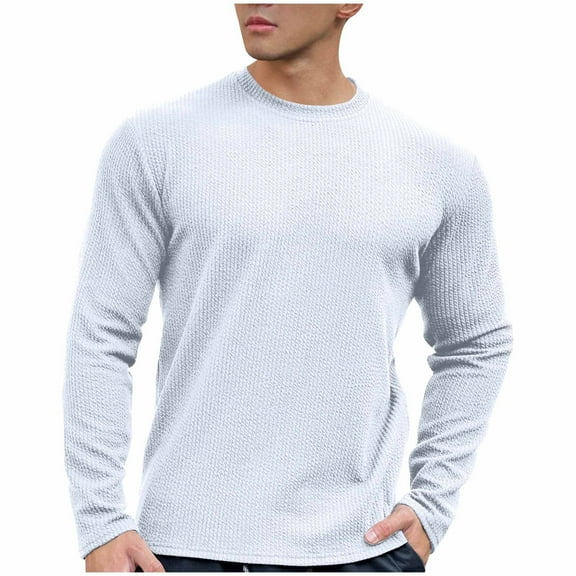 Jgppe Men's Long Sleeve Shirts Thin Knit Lightweight Crewneck Pullover Thermal Tops Undershirts