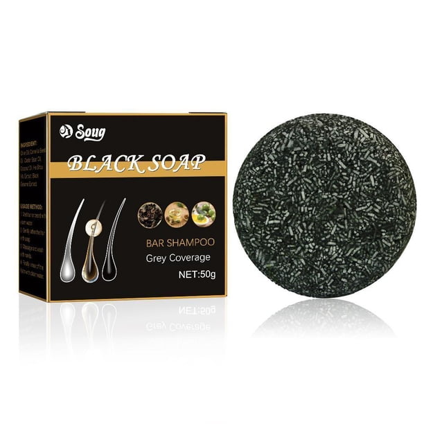 Champú oscurecedor de cabello Polygonum de alta gama, 50 g, barra de jabón, color natural, tratamiento para el cuero cabelludo blanco y gris a negro