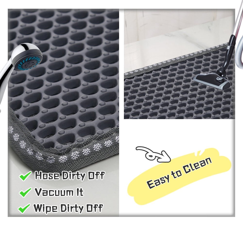2-Layer Cat Litter Mat Litter Trapper Grey Traps Litter from Box, Soft on Kitty Cat Paws Honeycomb Double-Layer, Helps to Waste Less Litter on Floors Size 21" X 14" 2-Layer Cat Litter Mat Litter Trapper Grey Traps Litter from Box, Soft on Kitty Cat Paws Honeycomb Double-Layer, Helps to Waste Less Litter on Floors Size 21" X 14"