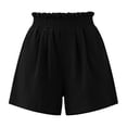thumbnail image 7 of Zulora Women's Solid Color Shorts With Ruffled Waist And Pockets High Waisted Casual Elastic Waist Summer Beach Daily Shorts​, 7 of 7