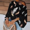 thumbnail image 2 of Mujer Casual elegante manga acampanada un hombro pulóver estampado manga larga un hombro Top camisa Fridja  czfsfas5914, 2 of 5