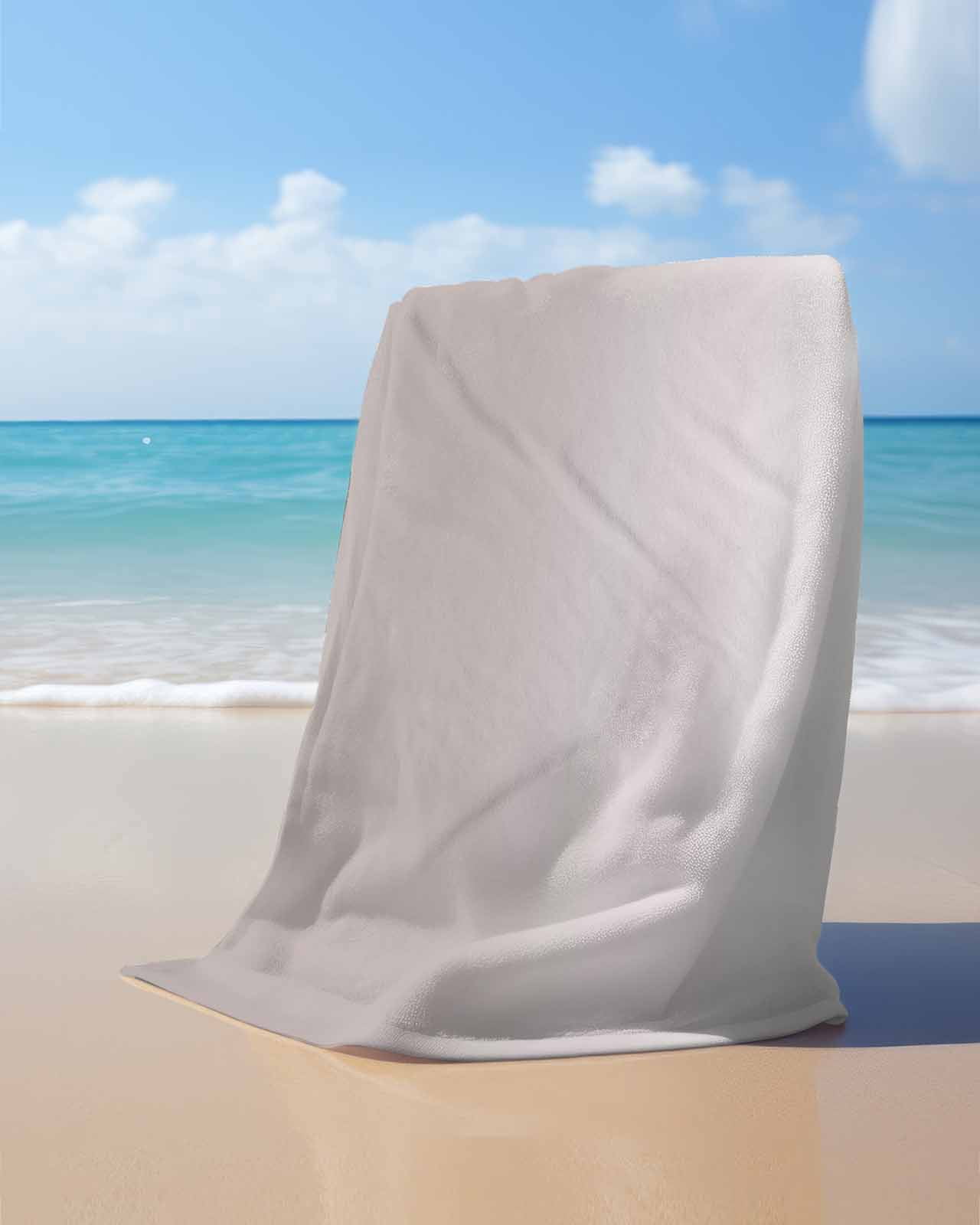 Beige Ombre Beach Towels Oversized Super Absorbent, White Gradient Modern Abstract Art Lightweight Bath Towel Quick Dry Sets For Bathroom/Pool/Rv Camping/Beach Play/Gym Room/Picnic 35"x70"