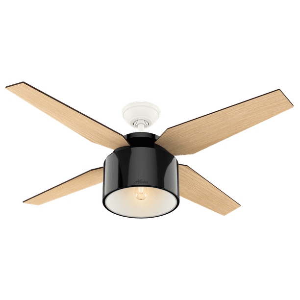 Hunter 52 Cranbrook Gloss Black Ceiling Fan With Light Kit And Remote Com Hunter 52 Cranbrook Gloss Black, Black Ceiling Fan Light Kit