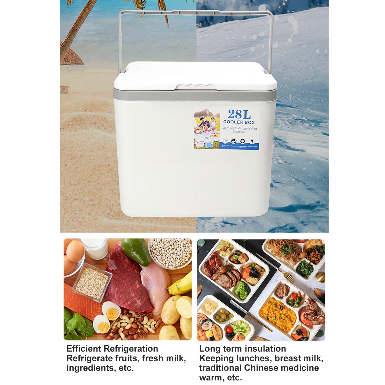 BIMZUC 10L Hard Sided Cooler Box High Performance Insulated Ice Chest with Heavy Duty Handle for Outdoor Camping Picnic Fishing Beach Drinks and Beer, White (11.4x8.9x10.4 Inches / 29x22.5x26.5 cm)