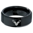thumbnail image 2 of Tungsten Flying Eagle Band Ring 8mm Men Women Comfort Fit Black Beveled Edge Polished, 2 of 4