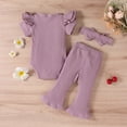 thumbnail image 4 of Sngxgn Toddler Baby Girl Clothes Outfits Solid Long Sleeve Sweatshirt Tops + Pants Set(Purple,70), 4 of 8