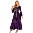 thumbnail image 5 of Yeahdor Womens Medieval Victoria Queen Princess Formal Dress Halloween Carnival Court Cosplay Costume Velvet Dress Purple XXL, 5 of 7