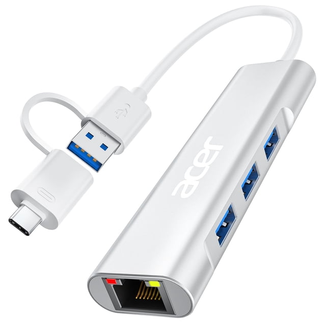 Adaptador USB C a Ethernet 4 en 1 Hub 3 USB-A 3.1 para Acer